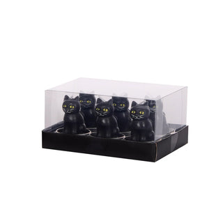 6 Halloween black cat candles.
