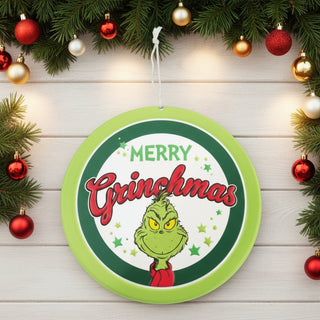 30cm Round Metal Sign Merry Grinchmas