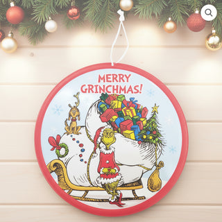 30cm Round Metal Sign Green Character W/Sack