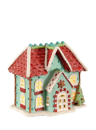Gingerbread Pastel Mint House LED
